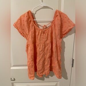 Textured Coral Top with back tassels